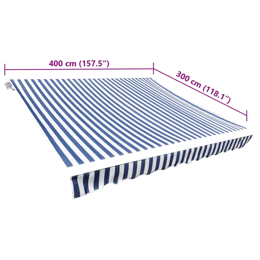 Tissu de remplacement pour auvent bleu et blanc 4x3 m polyester - 5