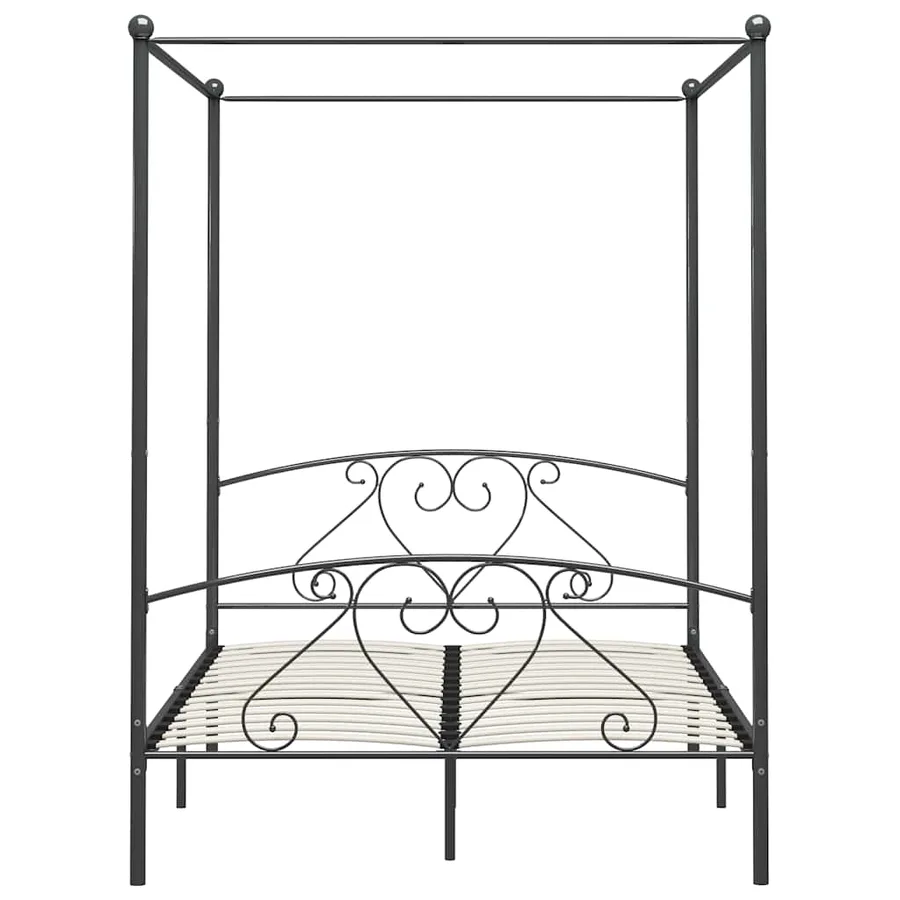 Cadre de lit à baldaquin sans matelas gris métal 140x200 cm - 3