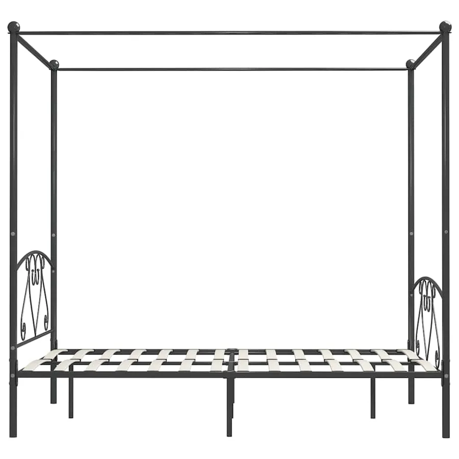 Cadre de lit à baldaquin sans matelas gris métal 140x200 cm - 4