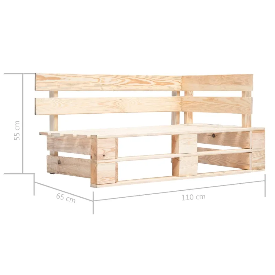 Canapé d'angle palette de jardin bois de pin imprégné - 7
