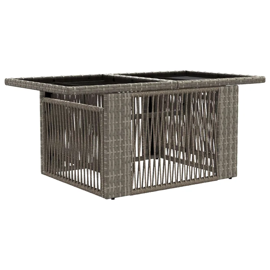 Table de Jardin Gris 100 x 55 x 37 cm Rattan PE et Verre - 2