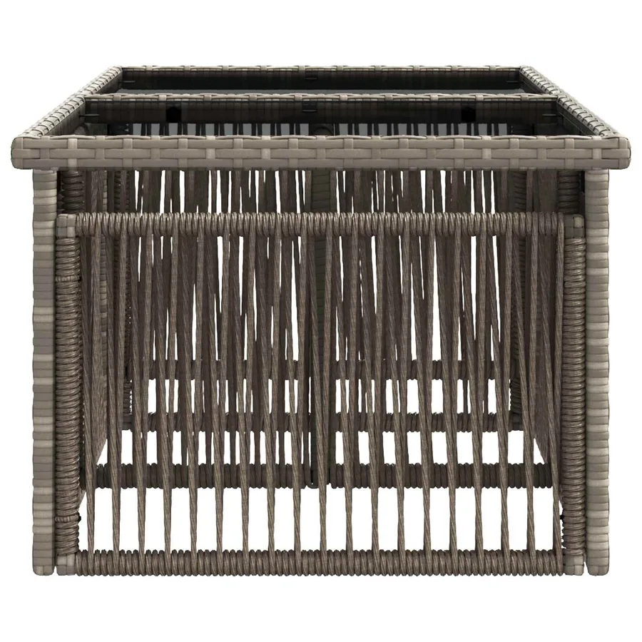 Table de Jardin Gris 100 x 55 x 37 cm Rattan PE et Verre - 5