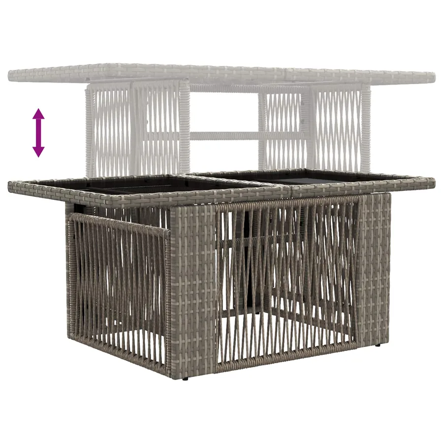 Table de Jardin Gris 100 x 55 x 37 cm Rattan PE et Verre - 9