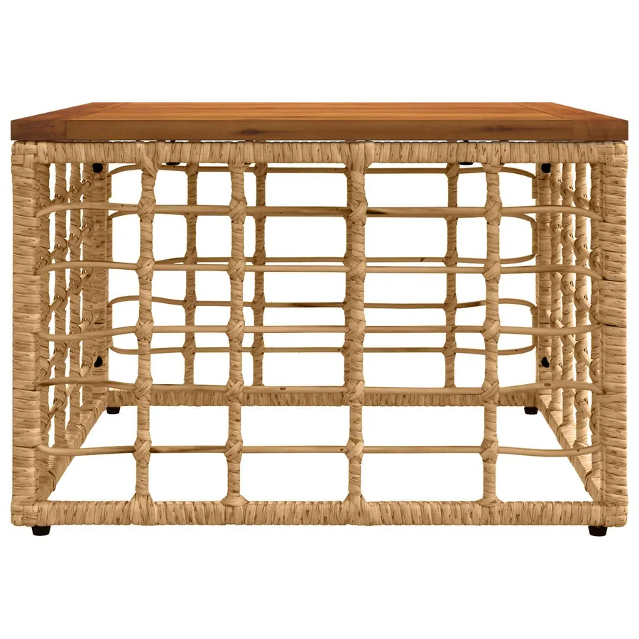 Table de Jardin Naturel 55 x 55 x 37 cm Rattan PE et Verre - 3
