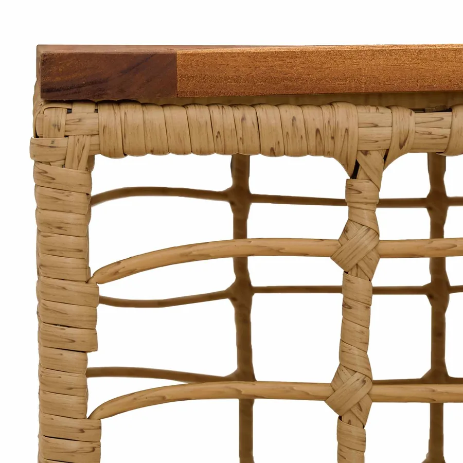 Table de Jardin Naturel 55 x 55 x 37 cm Rattan PE et Verre - 5