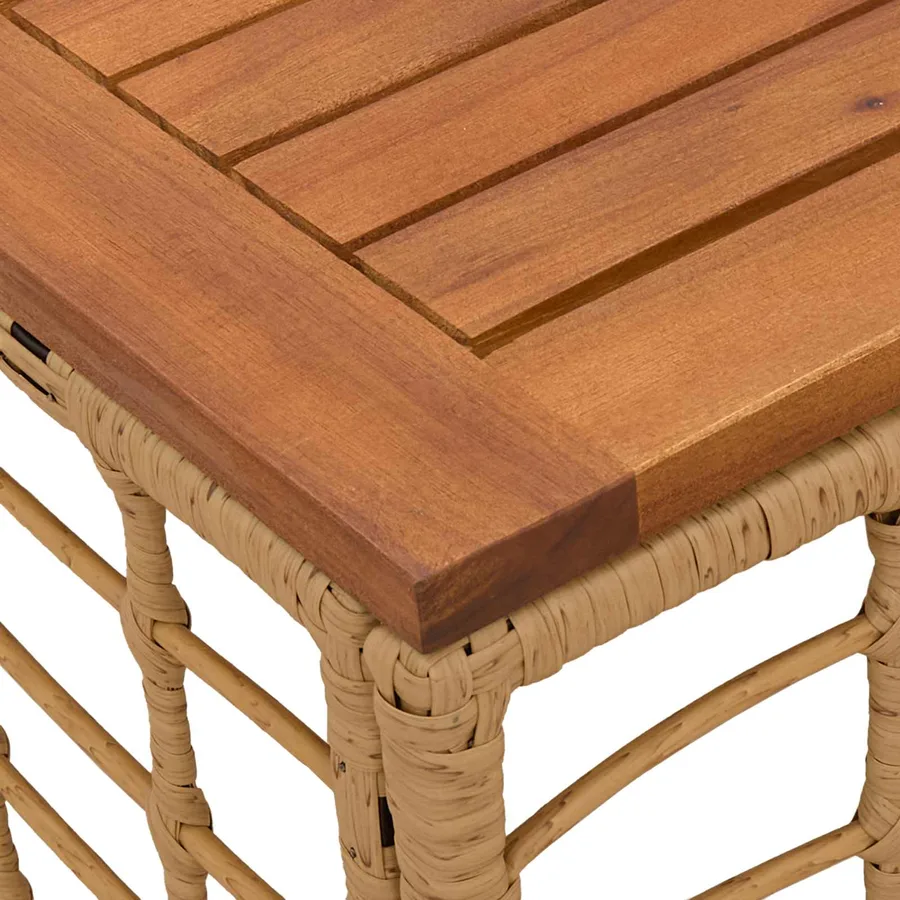 Table de Jardin Naturel 55 x 55 x 37 cm Rattan PE et Verre - 6