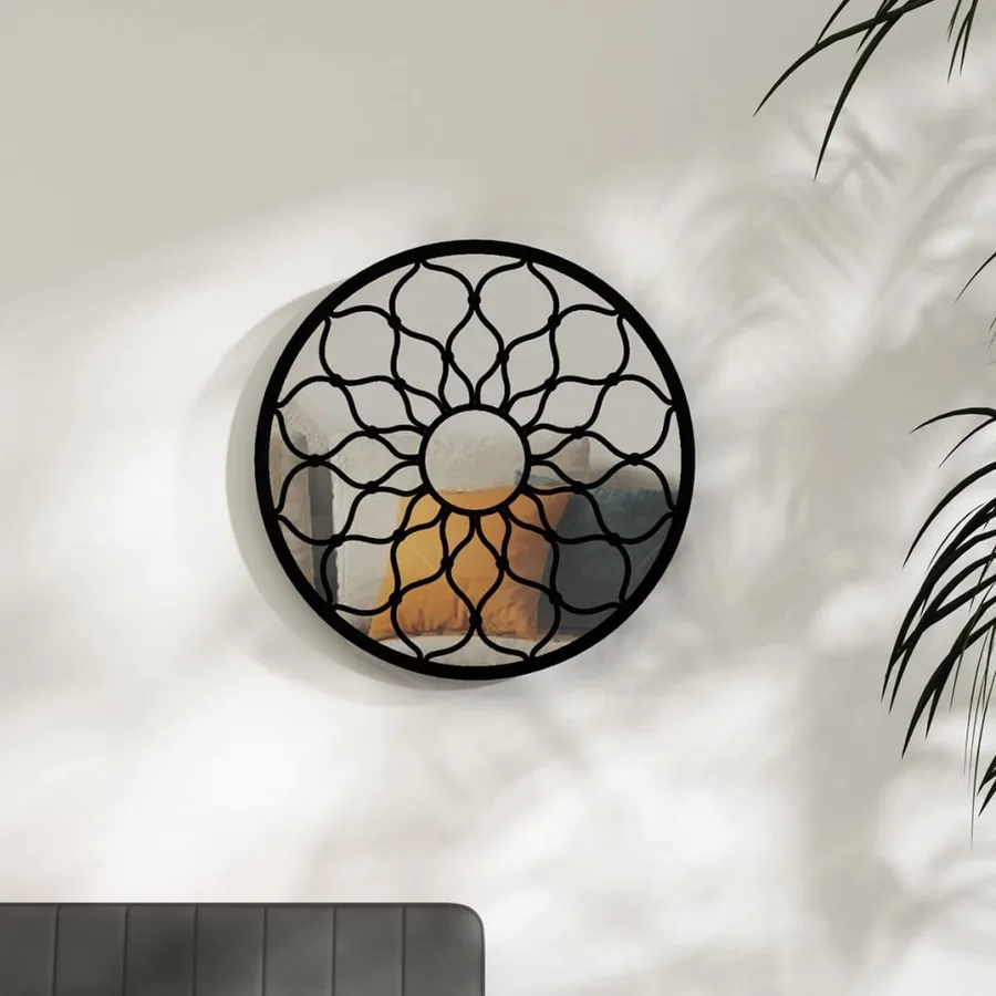 Miroir Noir 60x3 cm Fer pour utilisation à l'intérieur