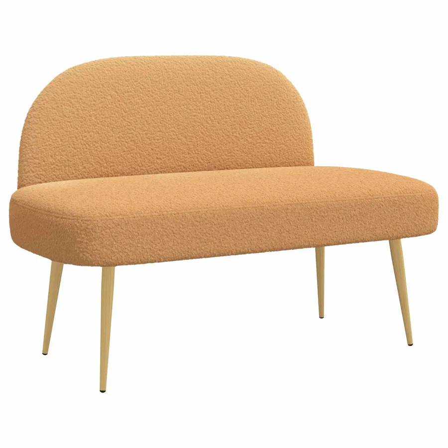 Banc rembourré avec dossier Beige 110 x 60 x 76 cm Bouclé - 2