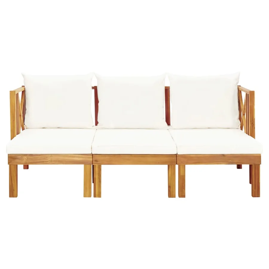 Banc de jardin 3 places et coussins 179 cm Bois d'acacia massif - 2