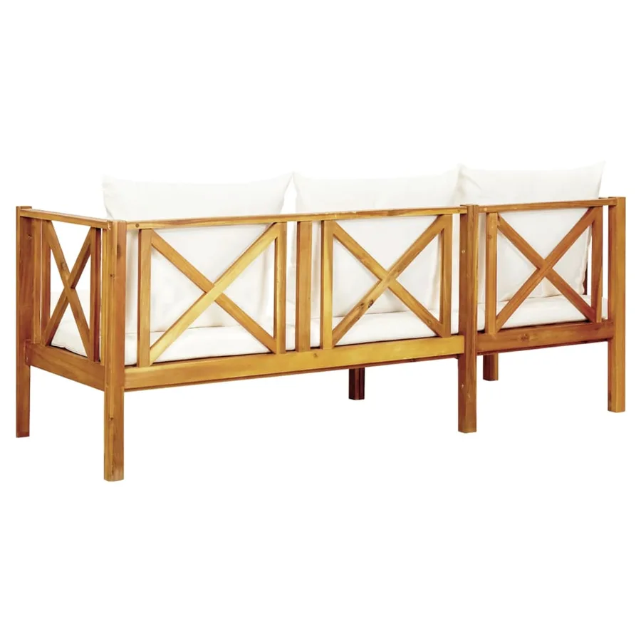 Banc de jardin 3 places et coussins 179 cm Bois d'acacia massif - 4