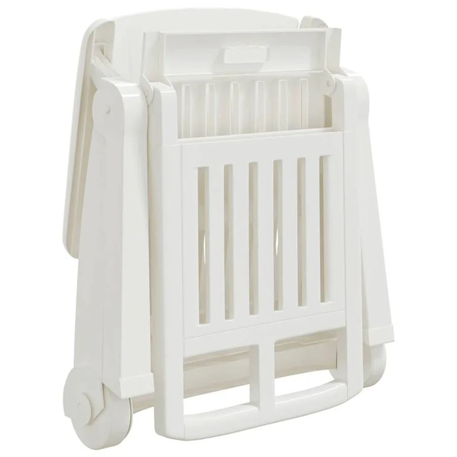 Chaise longue pliable avec roues blanc PP - 7