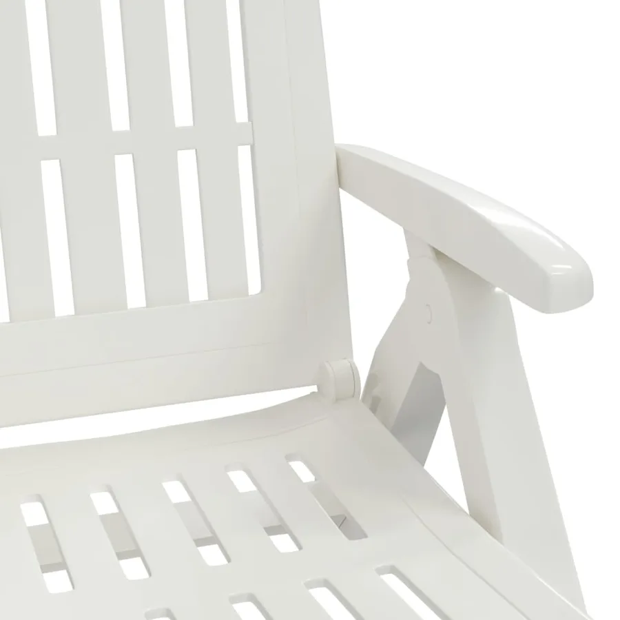 Chaise longue pliable avec roues blanc PP - 8
