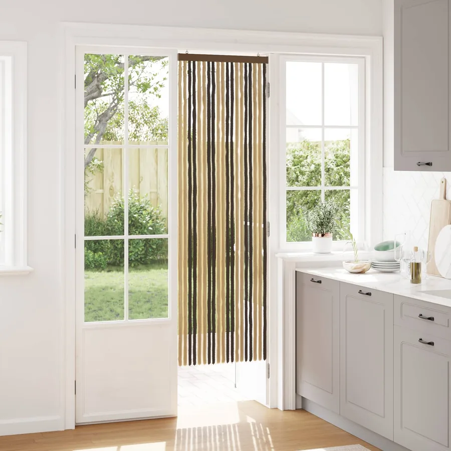 Rideau anti-insectes en chenille Marron foncé et beige