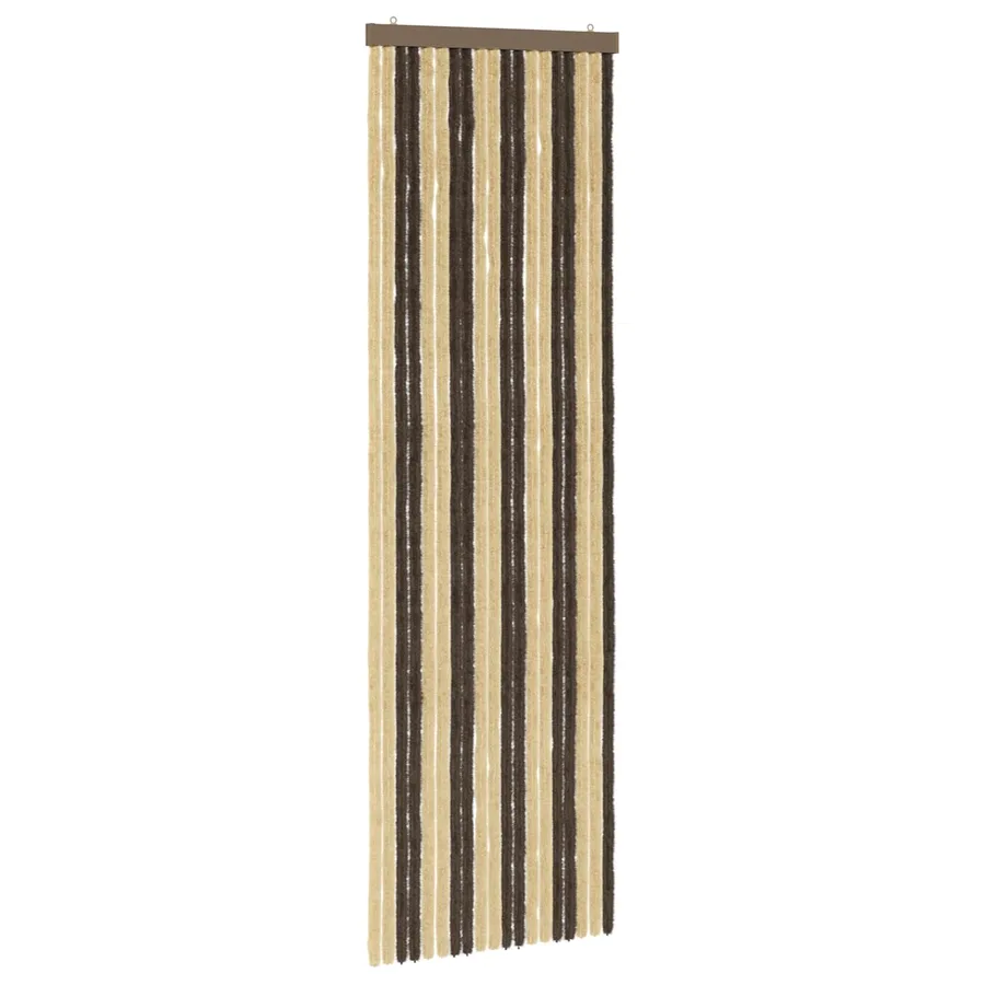 Rideau anti-insectes en chenille Marron foncé et beige - 2
