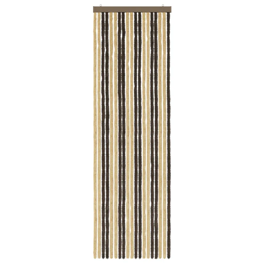 Rideau anti-insectes en chenille Marron foncé et beige - 3