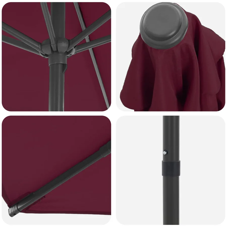 Parasol de jardin 230 x 230 cm Polyester Rectangulaire Bordeaux - 5