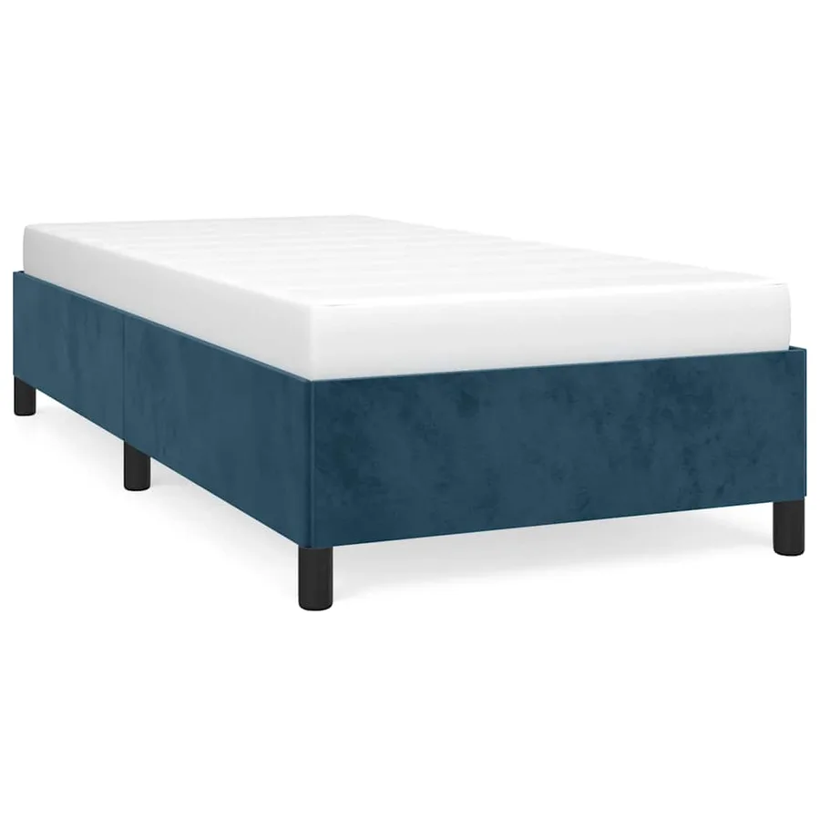 Cadre de lit sans matelas bleu foncé 100x200 cm velours - 2