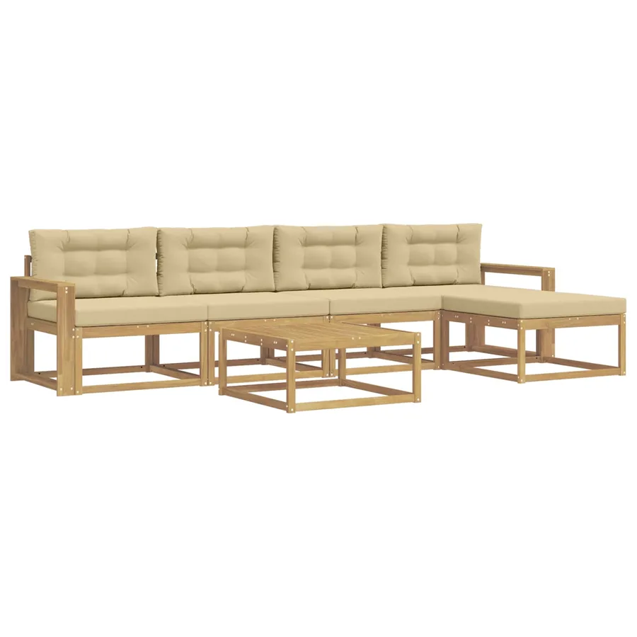 Ensemble de canapés d'extérieur 6 pcs Blanc et Beige - 2
