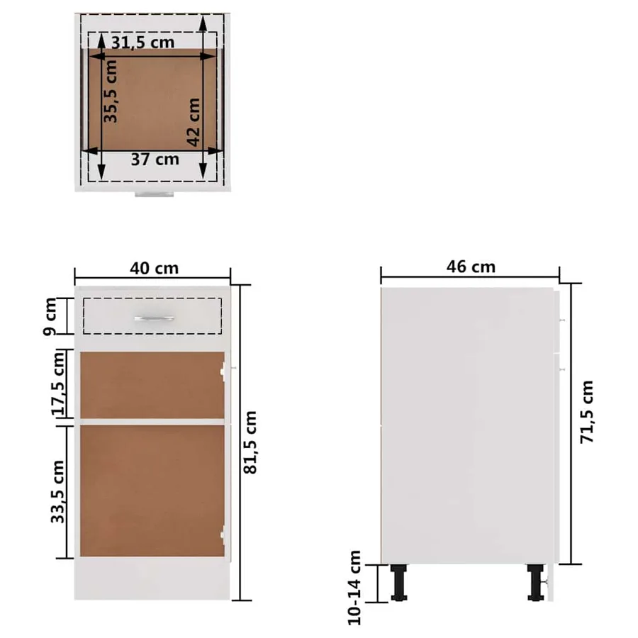 Armoire à tiroirs "Lyon" Blanc 40 x 46 x 81,5 cm Bois d'ingénierie - 12