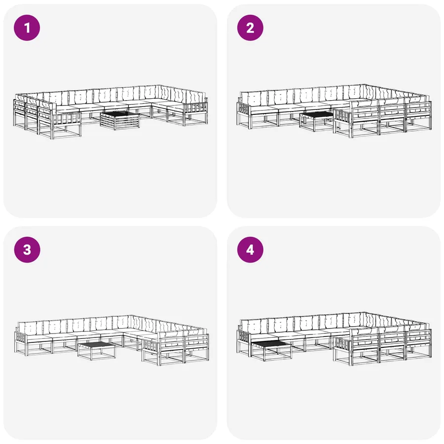 Ensemble de canapés d'extérieur 11 pcs Blanc et Beige - 7