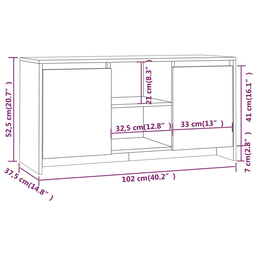 Meuble TV Sonoma gris 102x37,5x52,5 cm Bois d'ingénierie - 8