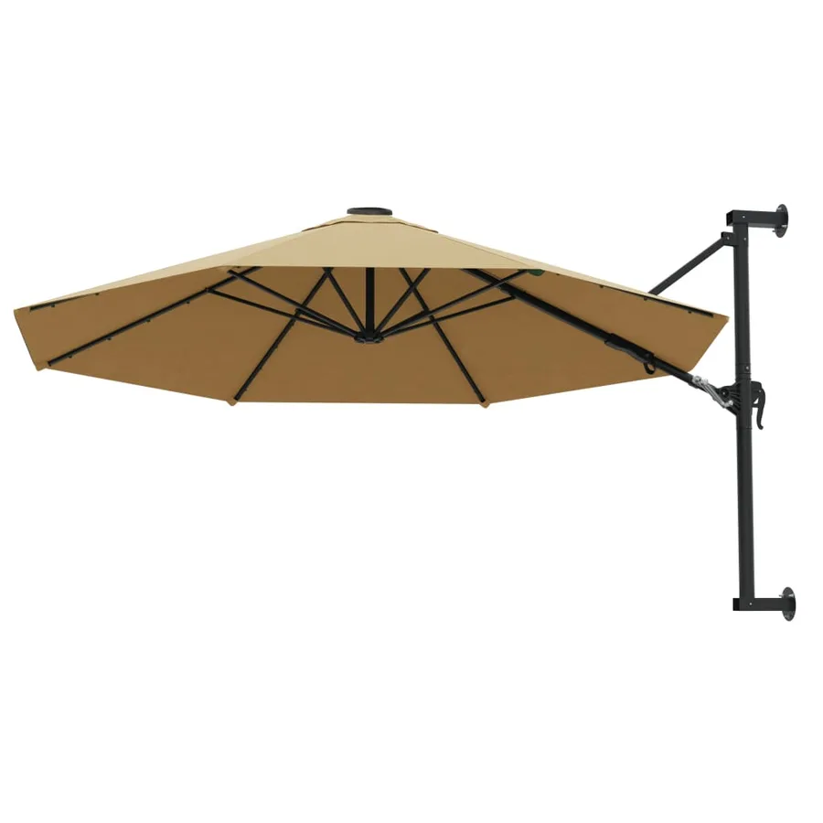 Parasol mural avec mât métallique 300 cm Taupe - 3