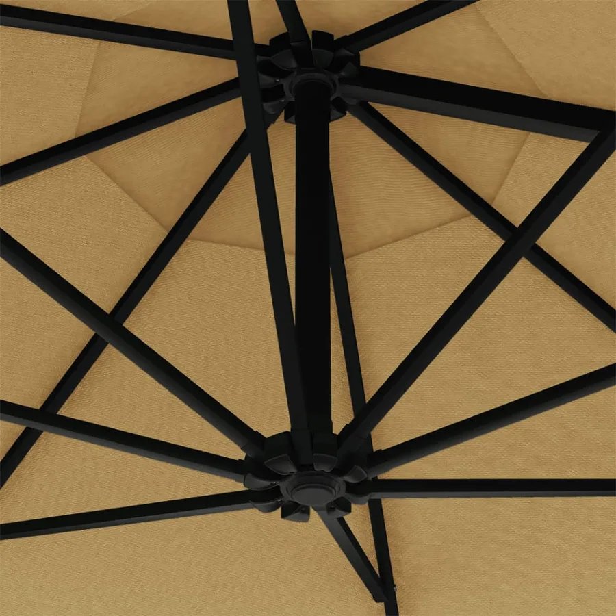 Parasol mural avec mât métallique 300 cm Taupe - 7