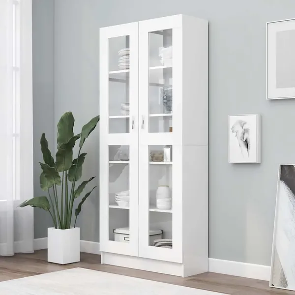 Armoire à vitrine Blanc 82,5x30,5x185 cm Bois d'ingénierie