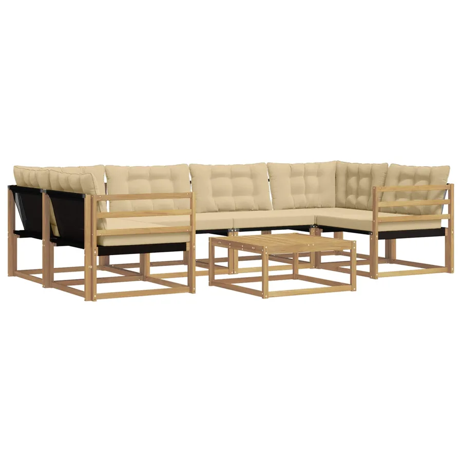 Ensemble de canapés d'extérieur 7 pcs Blanc et Beige - 2