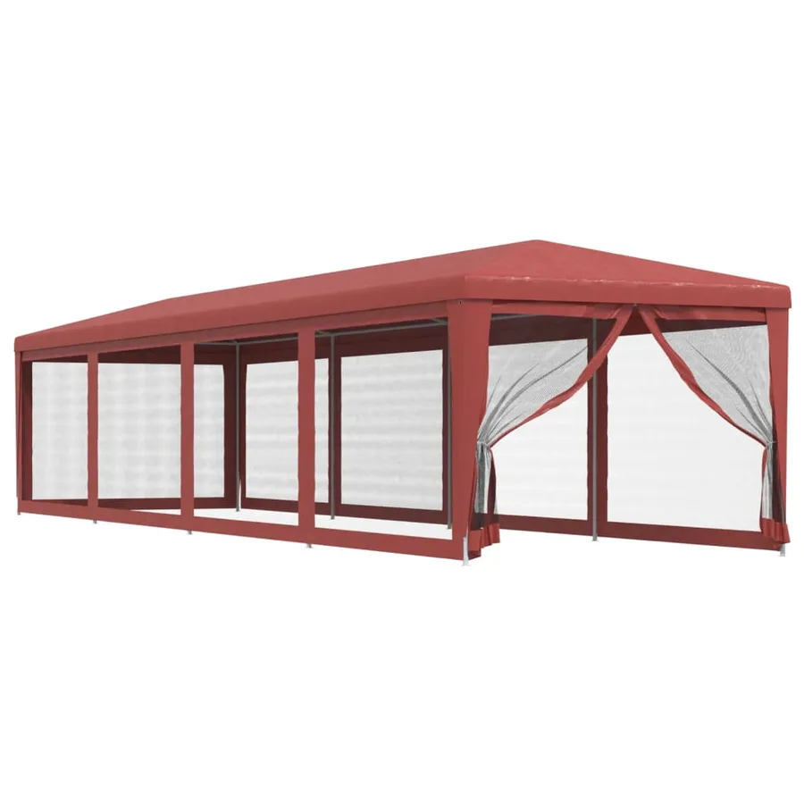 Tente de fête 10 parois latérales en maille Rouge 3x12 m PEHD - 2