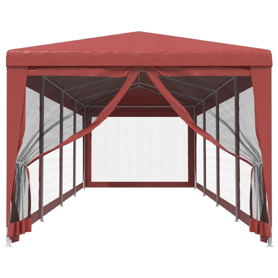 Tente de fête 10 parois latérales en maille Rouge 3x12 m PEHD - 3