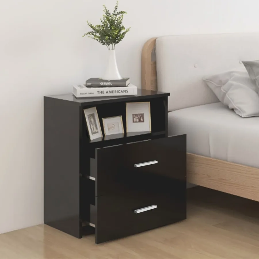 Table de chevet Noir 50x32x60 cm - 3