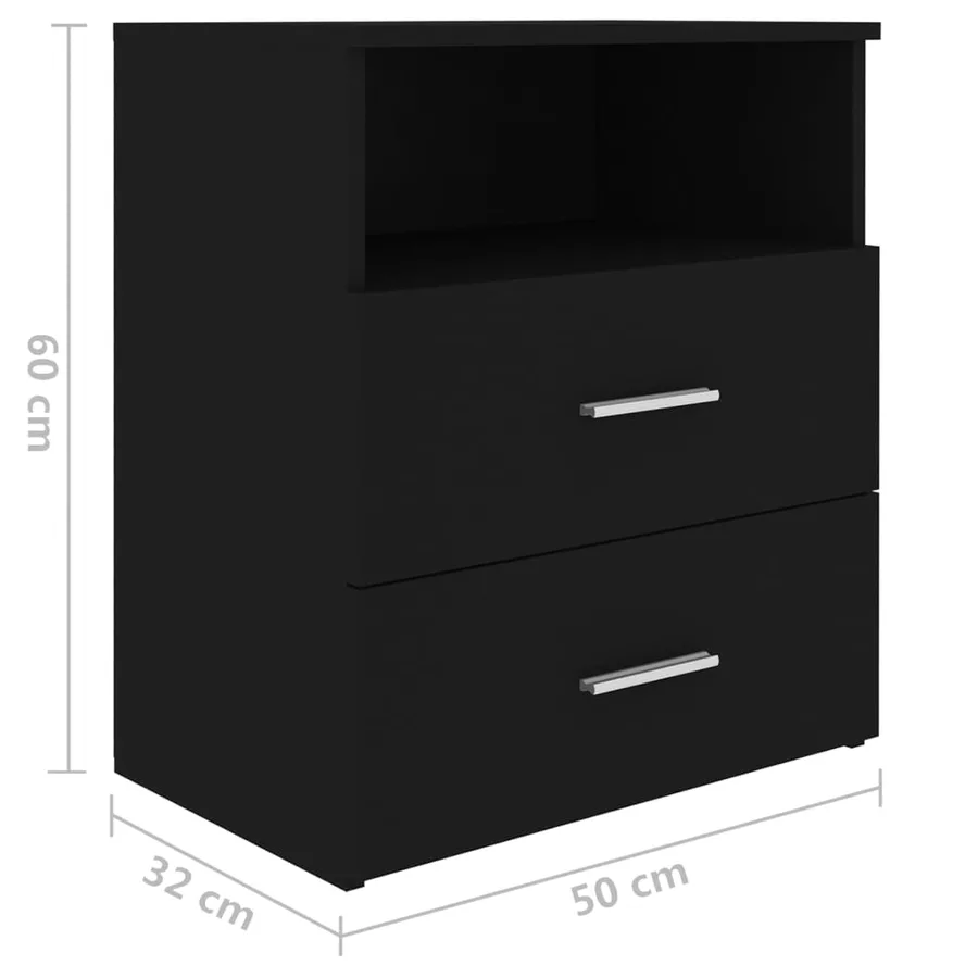 Table de chevet Noir 50x32x60 cm - 8
