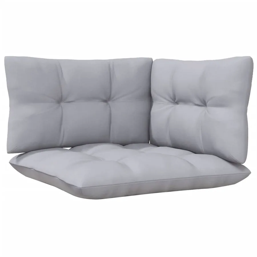 Salon de jardin 6 pcs avec coussins gris Bois de pin massif - 5