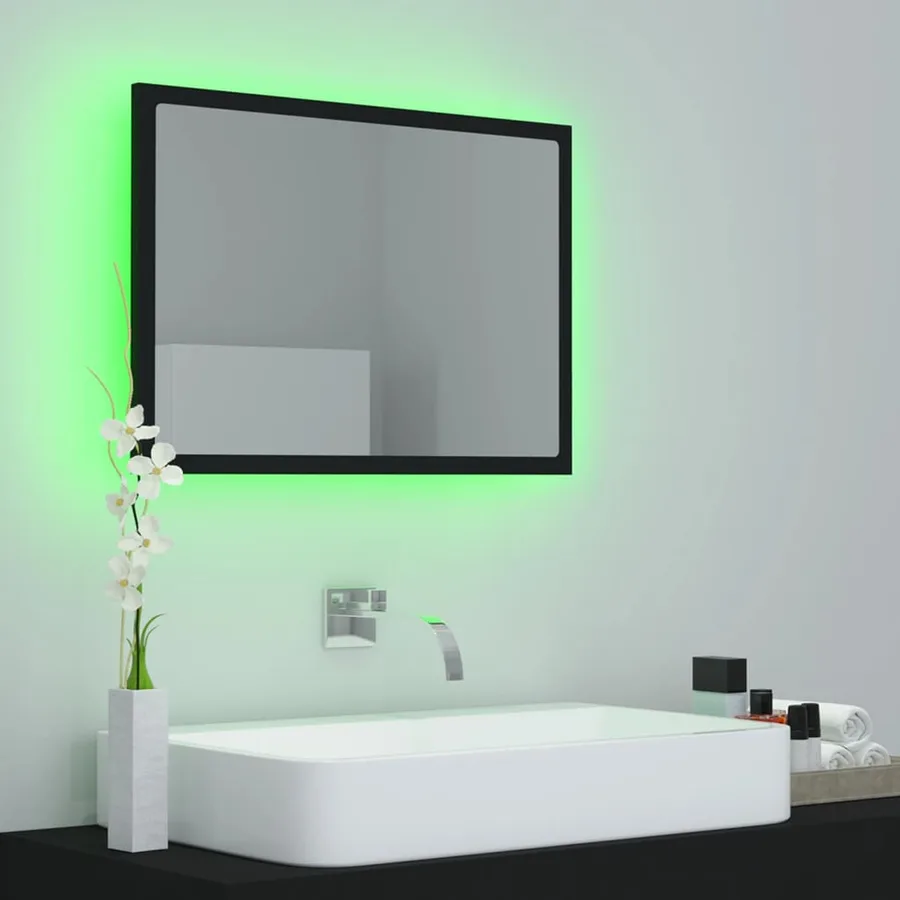 Miroir à LED de salle de bain Noir 60x8,5x37 cm Acrylique - 10