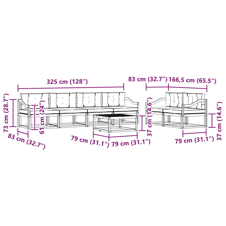 Ensemble de canapés d'extérieur 6 pcs Blanc et Beige - 7
