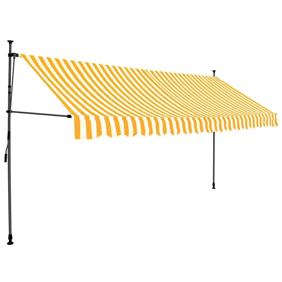 Auvent manuel rétractable avec LED 400 cm Blanc et orange - 2