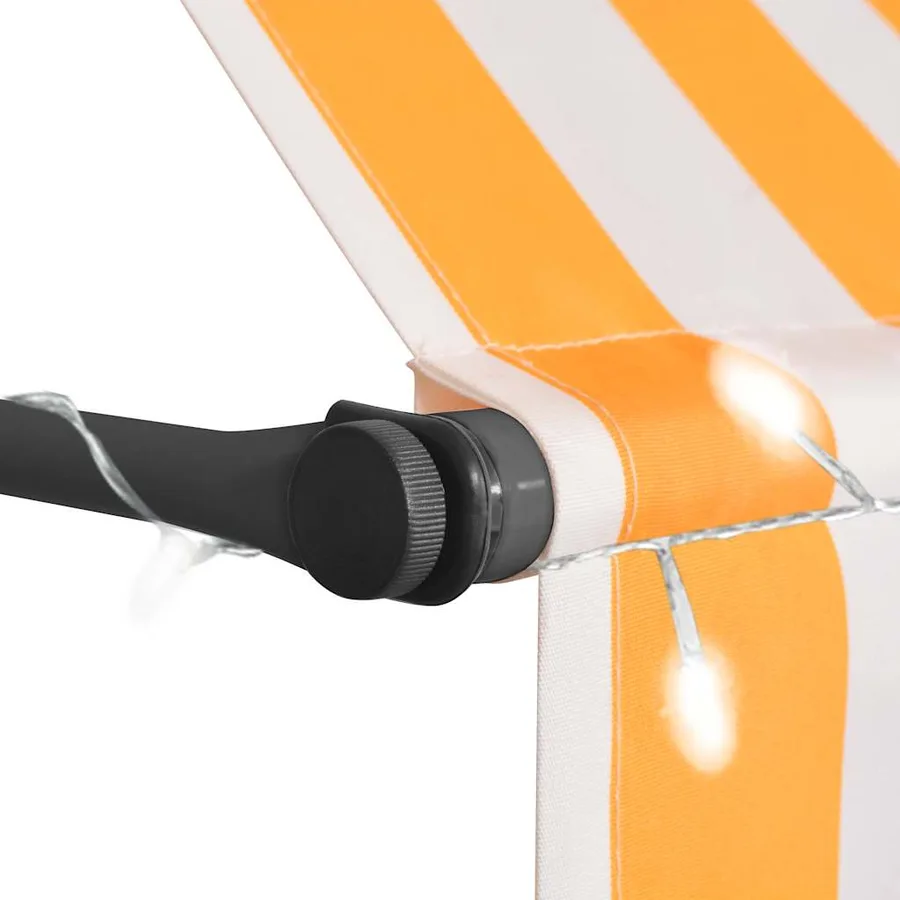 Auvent manuel rétractable avec LED 400 cm Blanc et orange - 4