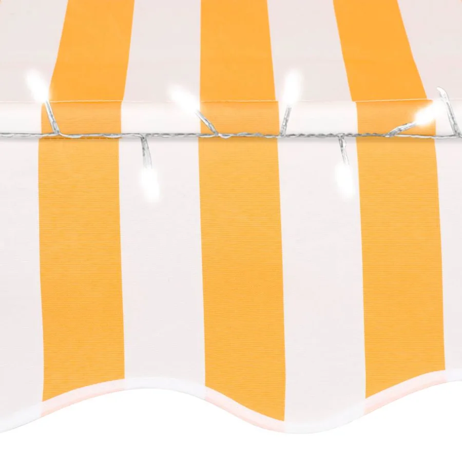 Auvent manuel rétractable avec LED 400 cm Blanc et orange - 5