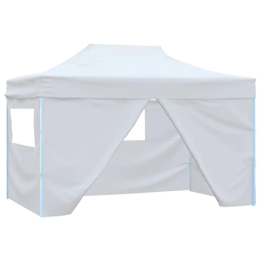 Tente de réception pliable avec 4 parois 280x410x315 cm Acier Blanc