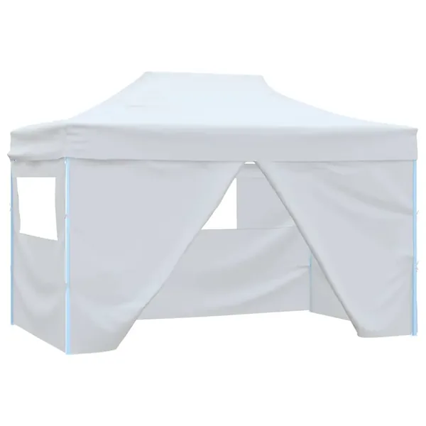 Tente de réception pliable avec 4 parois 280x410x315 cm Acier Blanc