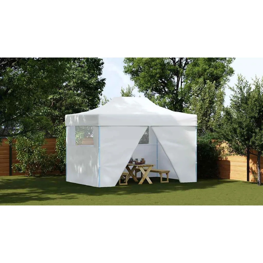 Tente de réception pliable avec 4 parois 280x410x315 cm Acier Blanc - 3