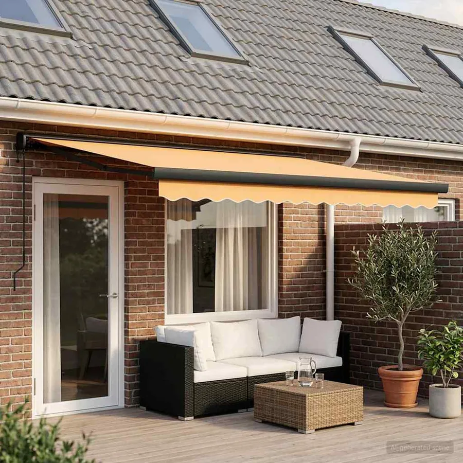 Auvent rétractable Sable 400 × 300 cm Tissu et Métal