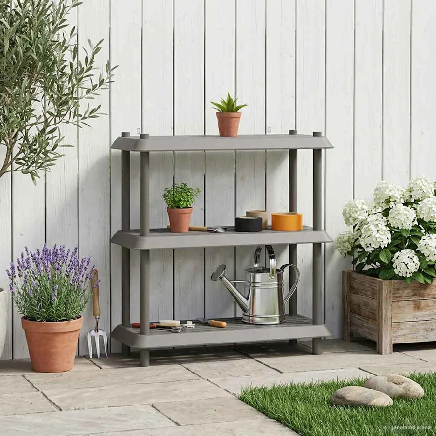 Unité de rangement 3 niveaux 100 x 40 x 96 cm PP Gris clair