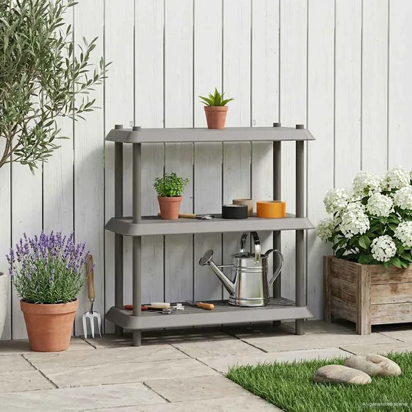 Unité de rangement 3 niveaux 100 x 40 x 96 cm PP Gris clair