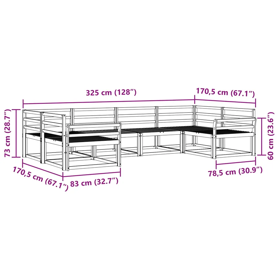 Ensemble de canapés d'extérieur 6 pcs Blanc - 6
