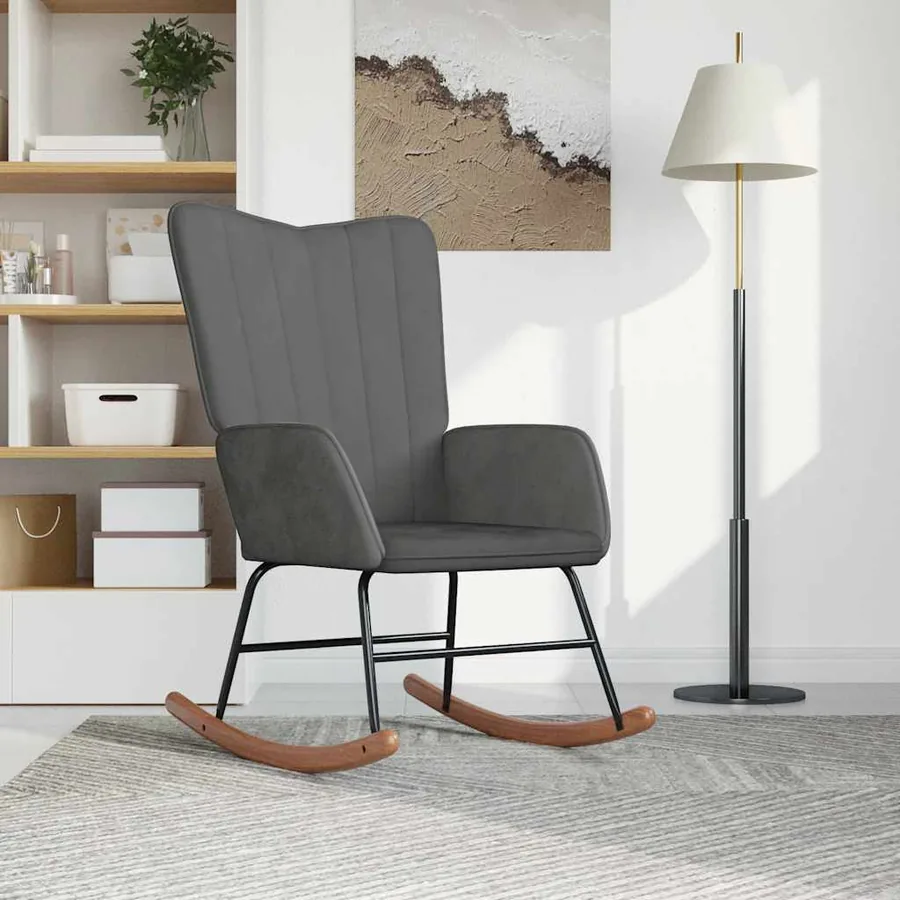 Chaise à bascule Gris foncé Velours