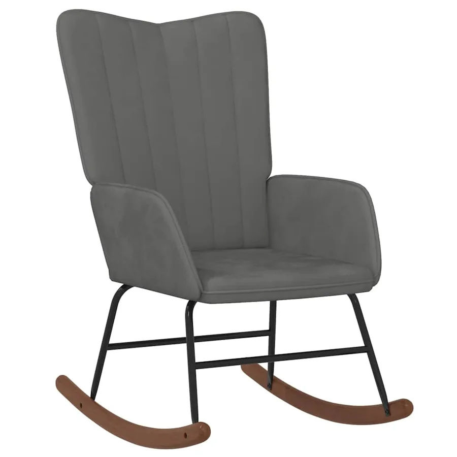 Chaise à bascule Gris foncé Velours - 2