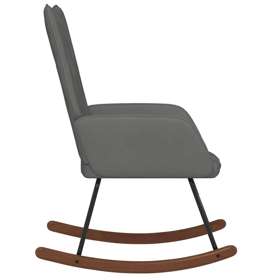 Chaise à bascule Gris foncé Velours - 4