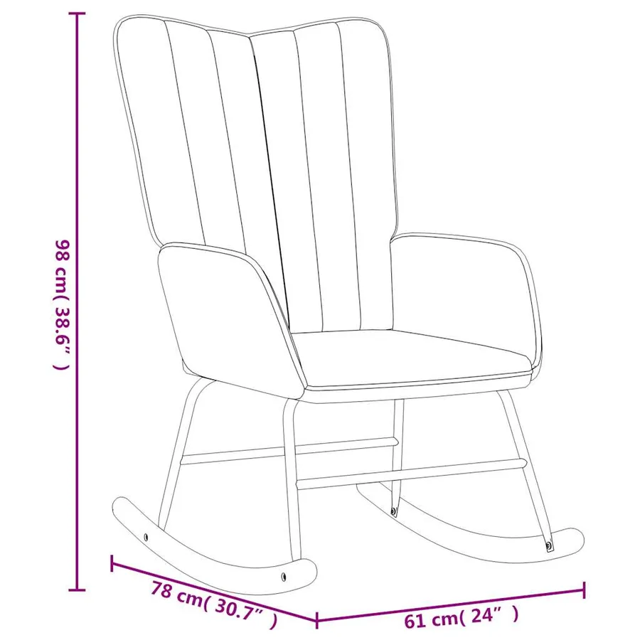 Chaise à bascule Gris foncé Velours - 8